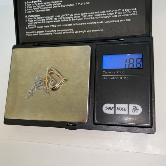 Solid 14K Yellow & White Gold Double 2 Two Hearts Pendant Neck Chain Necklace - Picture 11 of 13